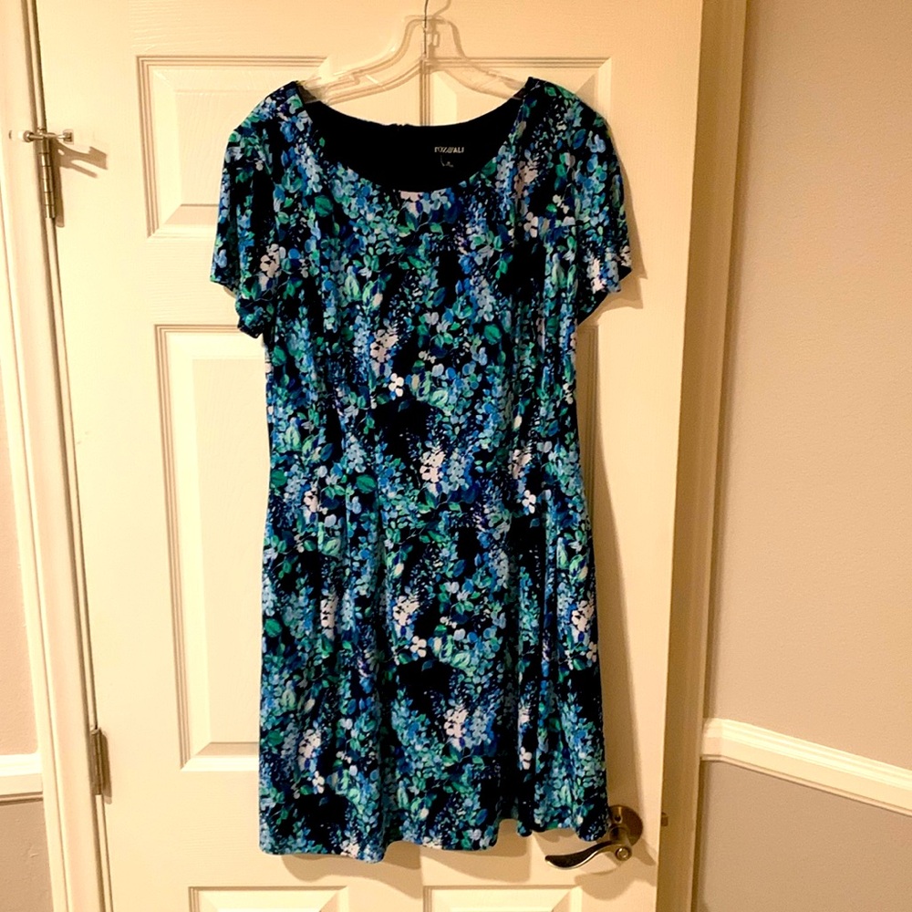 Roz & Ali Blue and Green Floral Midi Dress